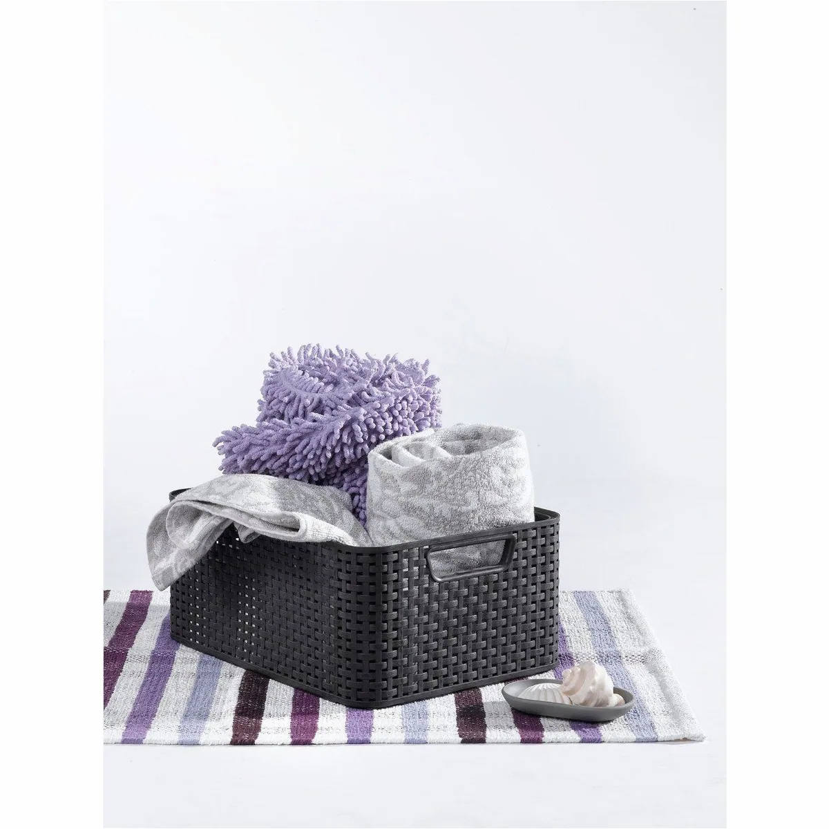 Curver Style M Aufbewahrungskorb, 18L, vielseitig, dunkelbraun, Rattan-Optik 2