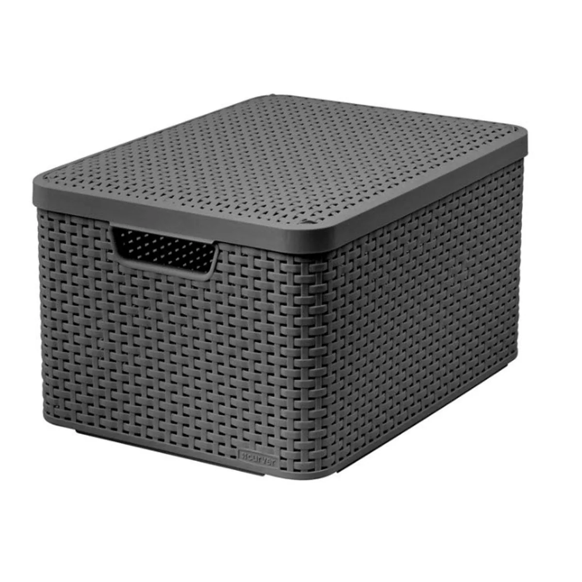 Curver Aufbewahrungskorb L, moderner Rattan-Look, ideal für jeden Raum