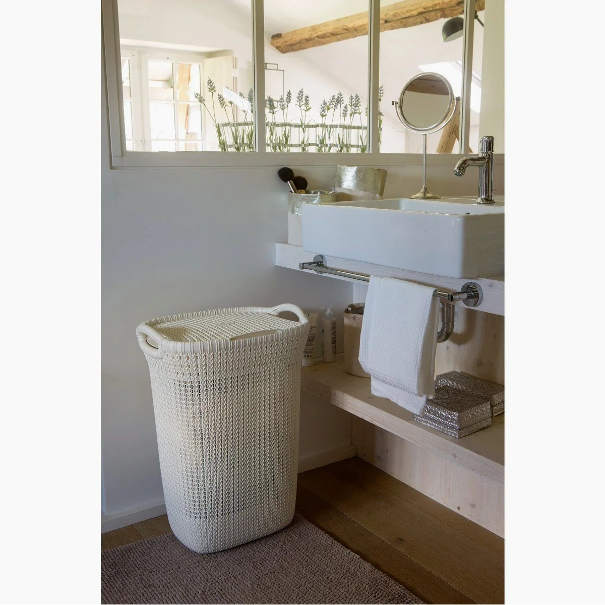 Curver Knit Wäschekorb, 57 l Fassungsvermögen, durchbrochenes Design 4