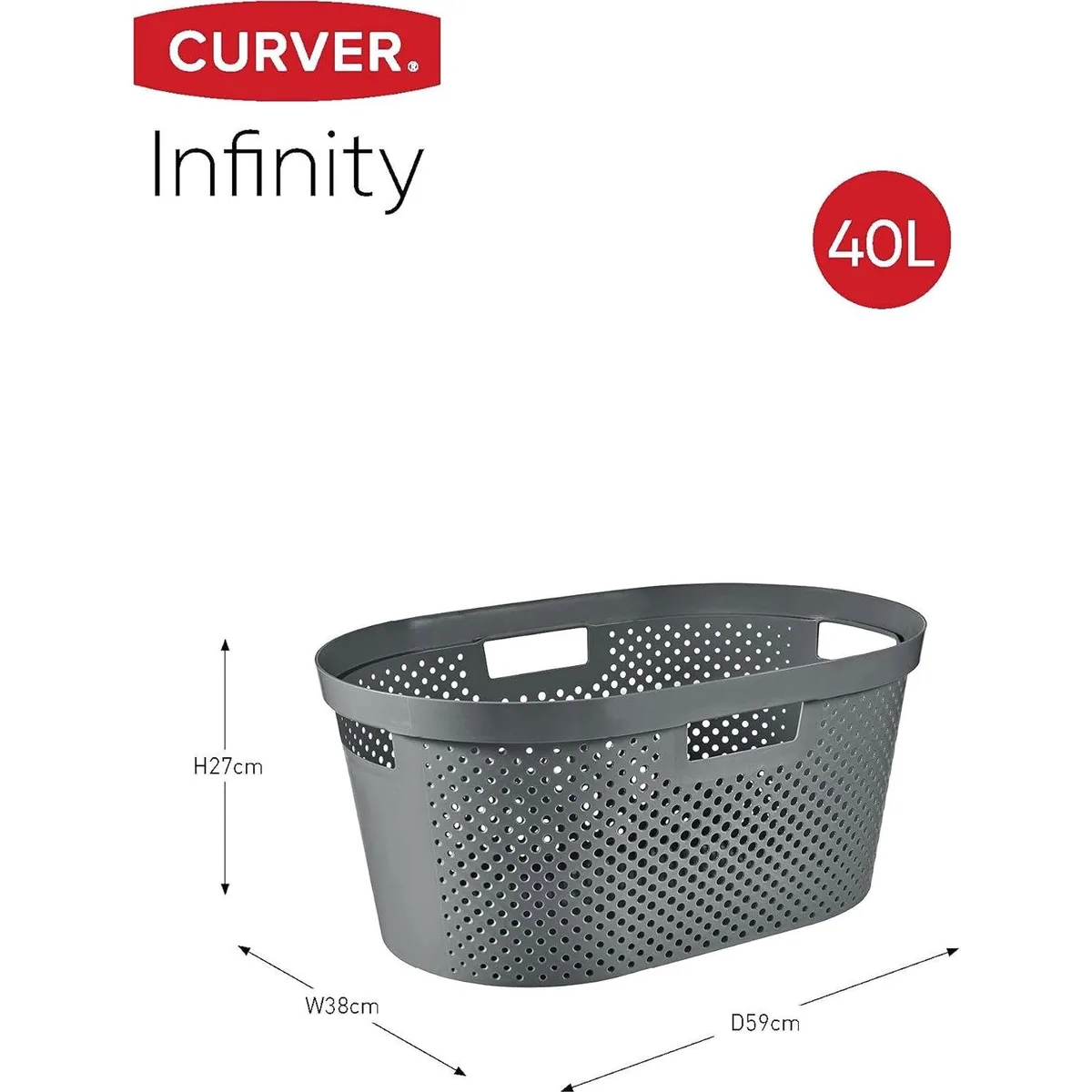 Curver Wäschekorb Infinity Recycled 40L, 4 Griffe, 100% recycelter Kunststoff 2