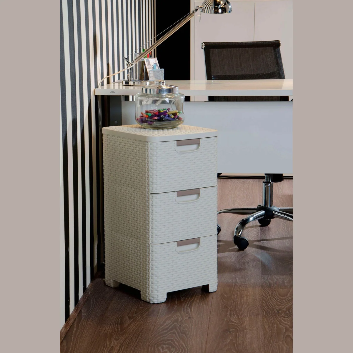 Curver Schubladenturm STYLE, creme, mit 3 praktischen Schubladen 2