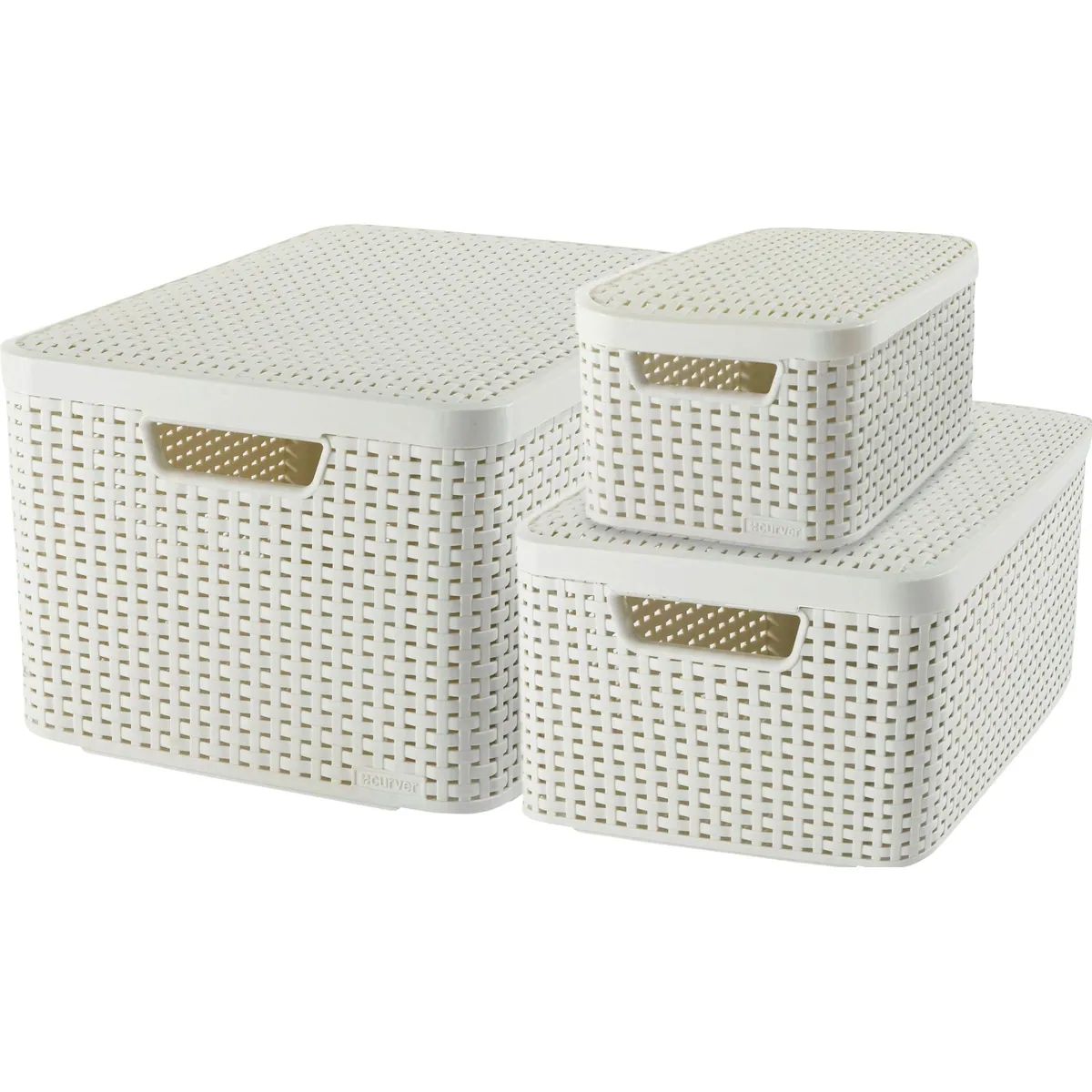 Curver STYLE Box Set L+M+S, stapelbar, mit Deckel – ideal für jede Aufbewahrung