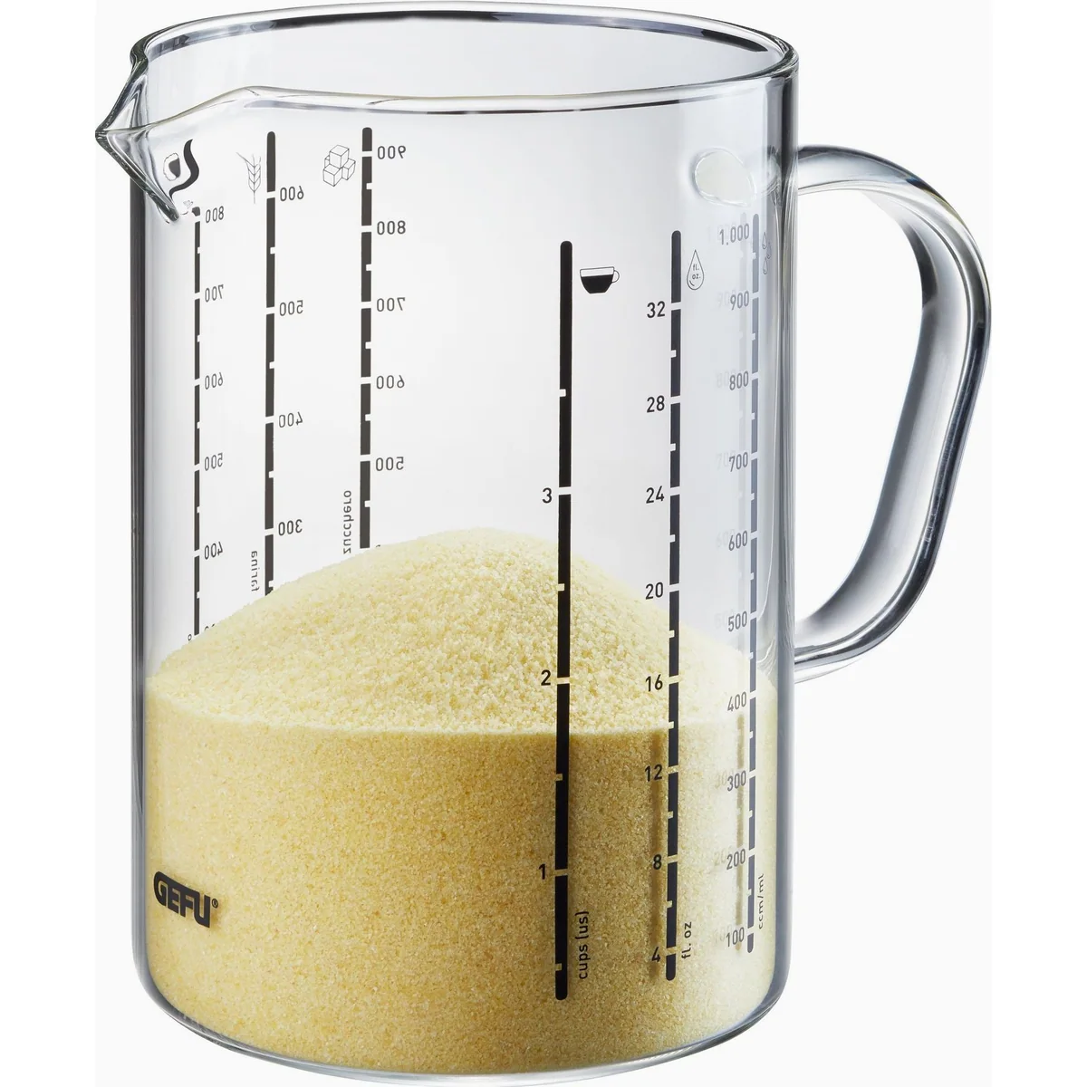 GEFU Messbecher METI, 1000 ml, hitzebeständiges Glas, präzise Markierungen