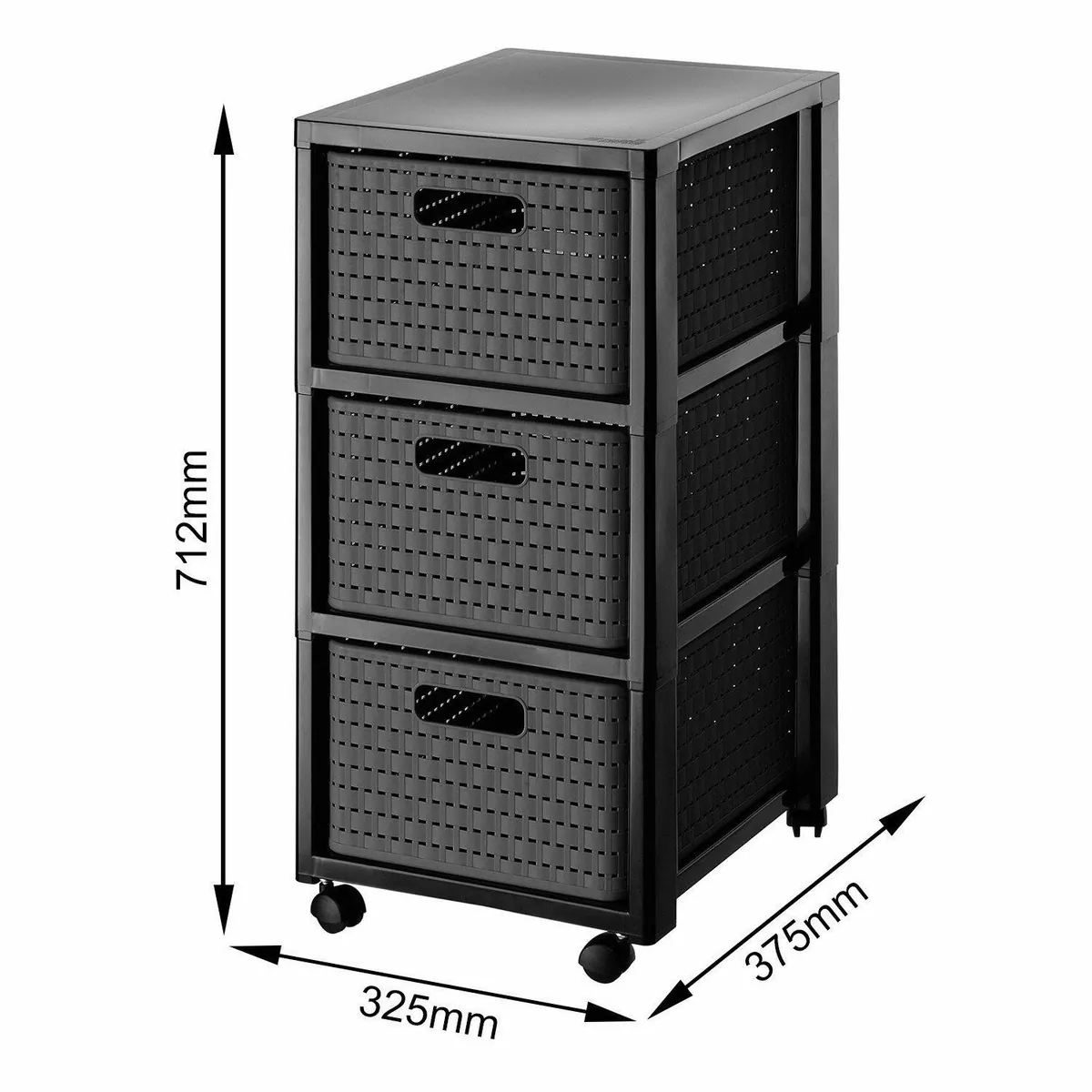 Rotho COUNTRY Rollcontainer, 3 Schubladen in Rattan-Optik, flexibel & pflegeleicht 5