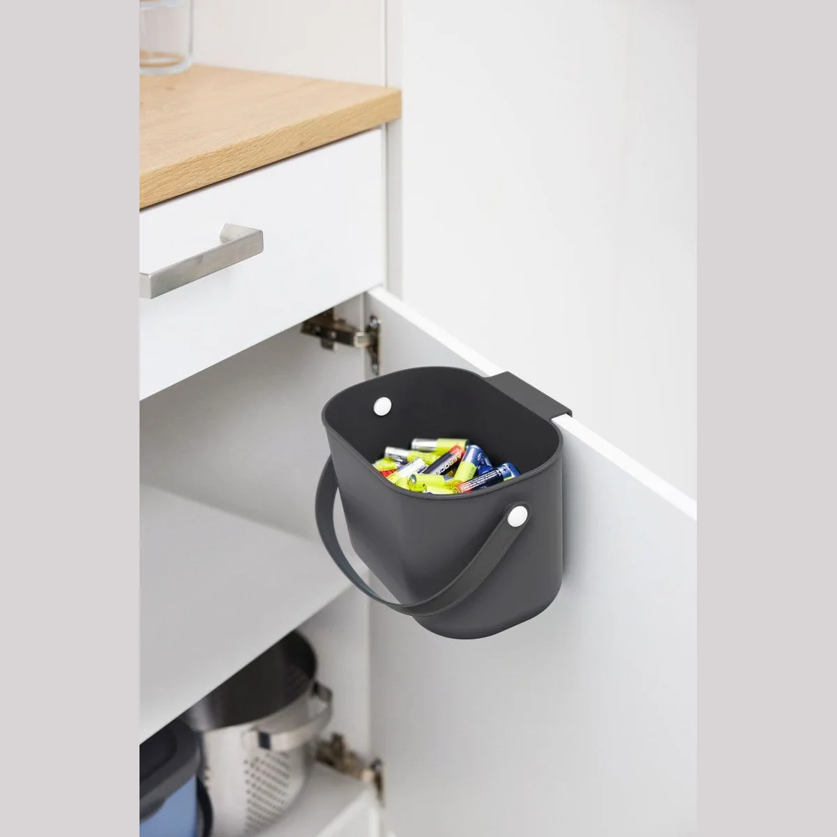 Rotho Mülltrennungssystem Albula, modular und stapelbar, 3,2 L — anthrazit 2