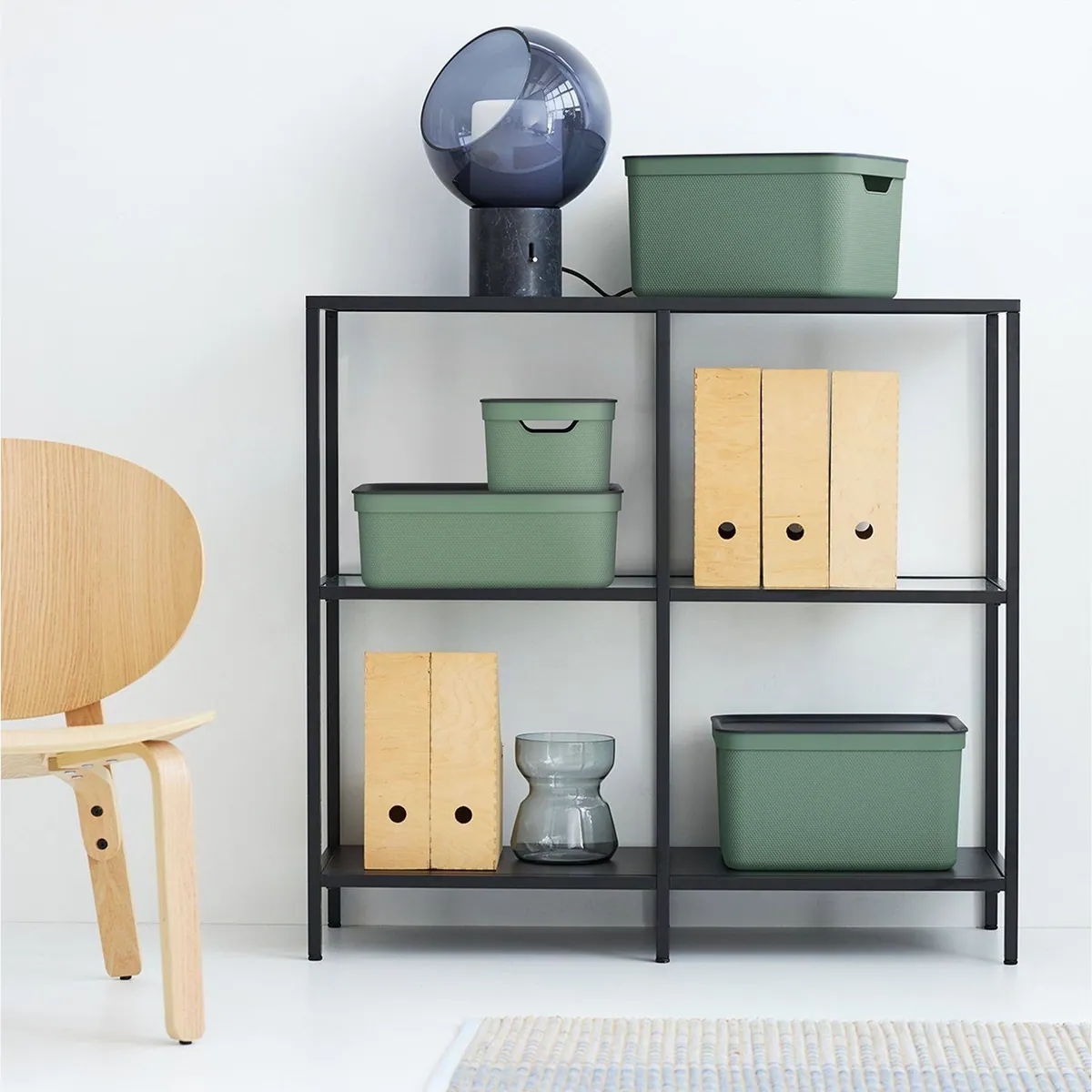 Rotho JIVE Aufbewahrungsbox 3er Set, stapelbar, 10L, mit Deckel 2