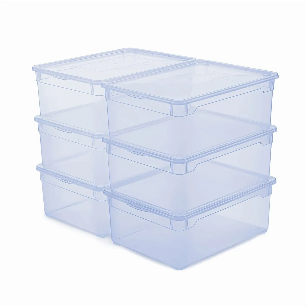 Rotho CLEAR Stapelbox 10L, transparentes Design, platzsparend & stapelbar