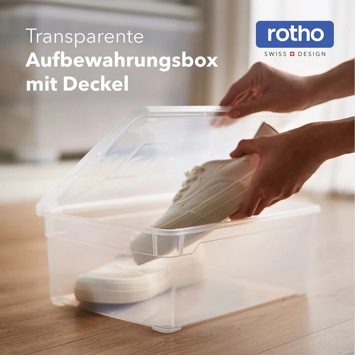 Rotho CLEAR Stapelbox 10L, transparentes Design, platzsparend & stapelbar 2