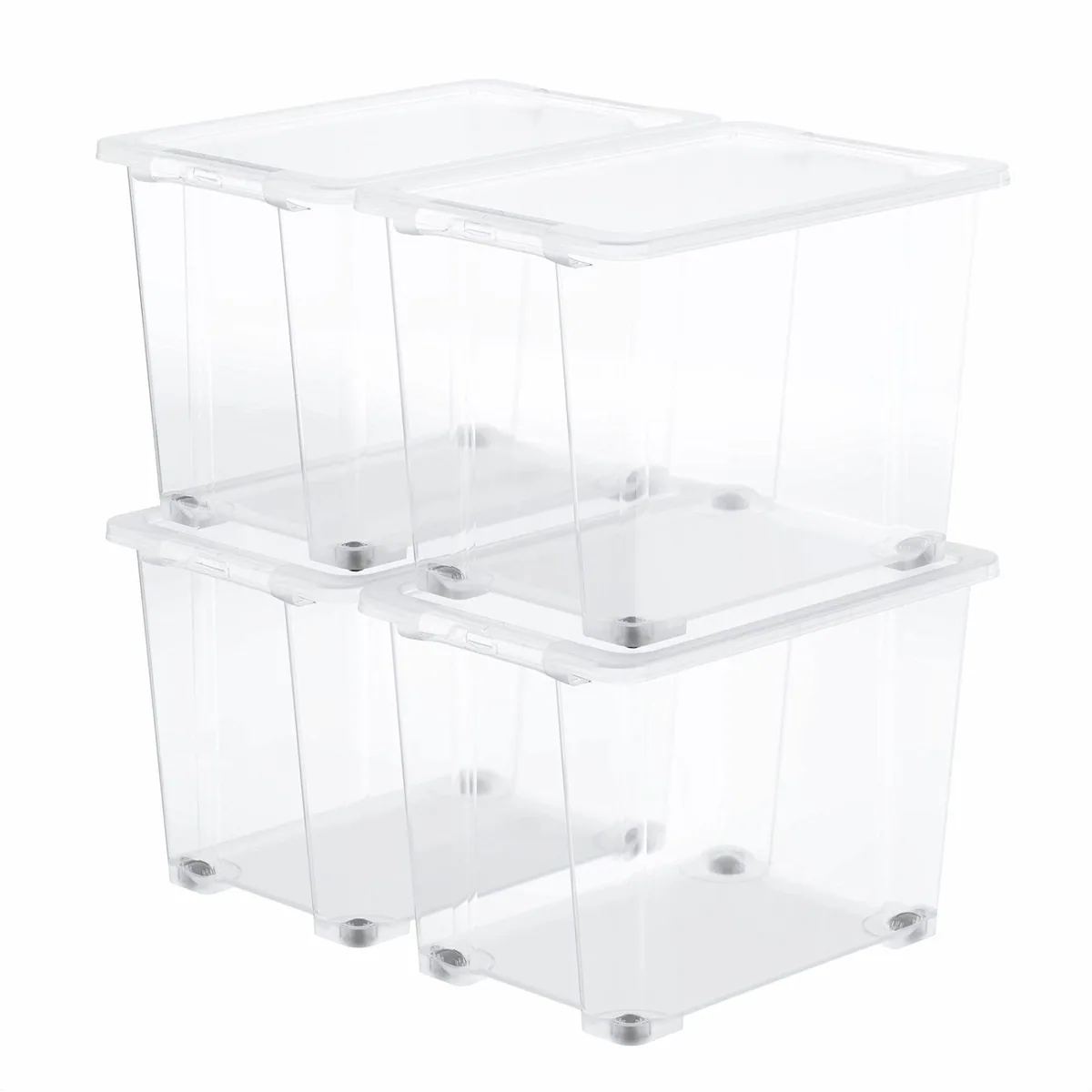 Rotho CORE BASIC 4er-Set Aufbewahrungsboxen, 65L Volumen, stapelbar und mobil