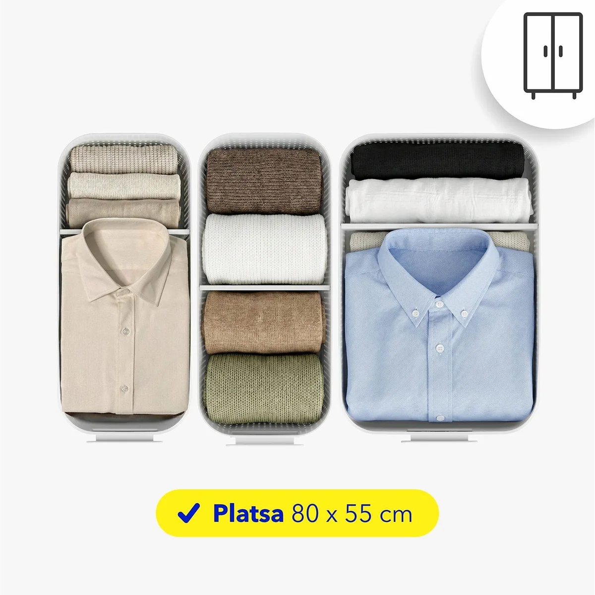 Rotho WOP Organizer Set, flexible Trennwände, stapelbar, belüftet 2