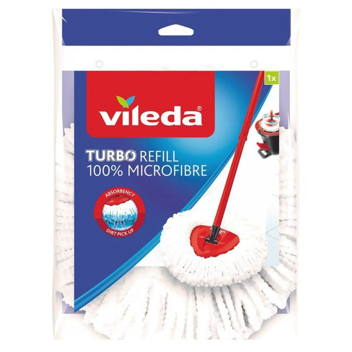Vileda TURBO Refill Wischbezug, 100% Mikrofaser, für alle Oberflächen geeignet