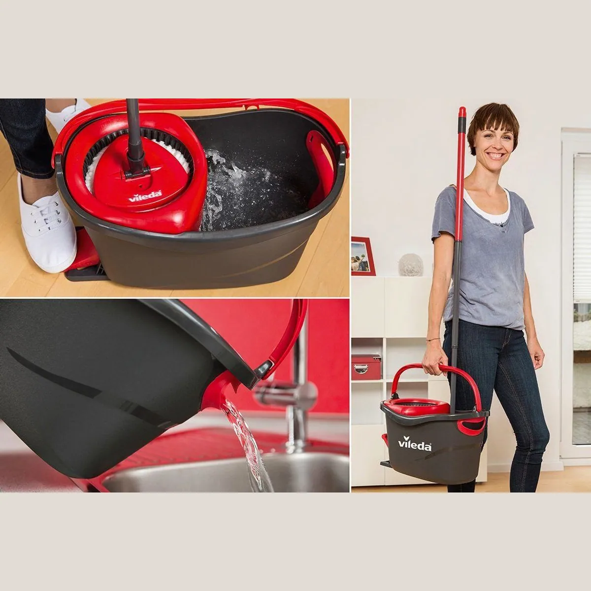 Vileda Turbo Easy Wring & Clean Set, mühelose Reinigung für alle Bodenarten 4