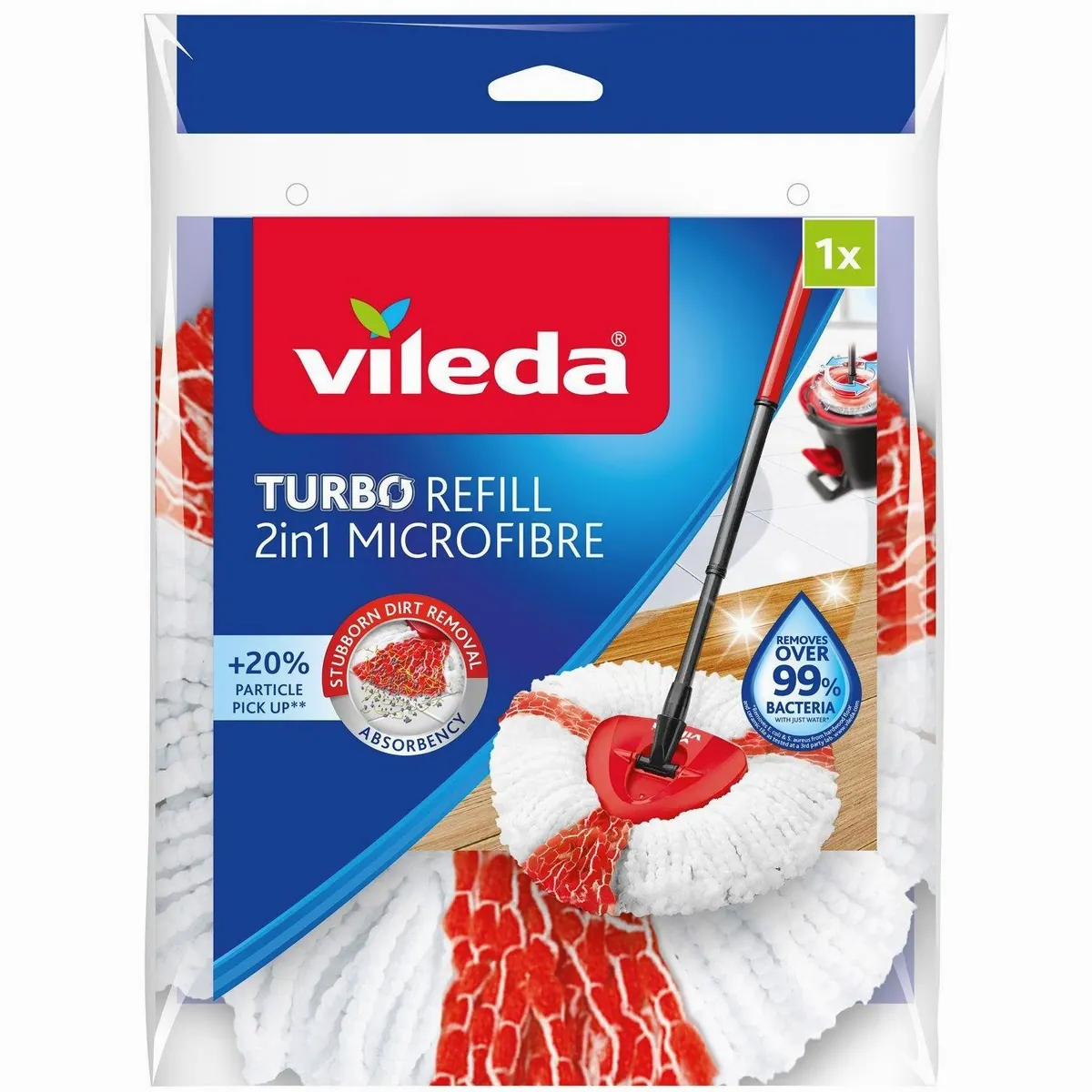 Vileda Turbo Haarentferner-Set, 2-in-1 Mikrofaser Moppköpfe für gründliche Reinigung