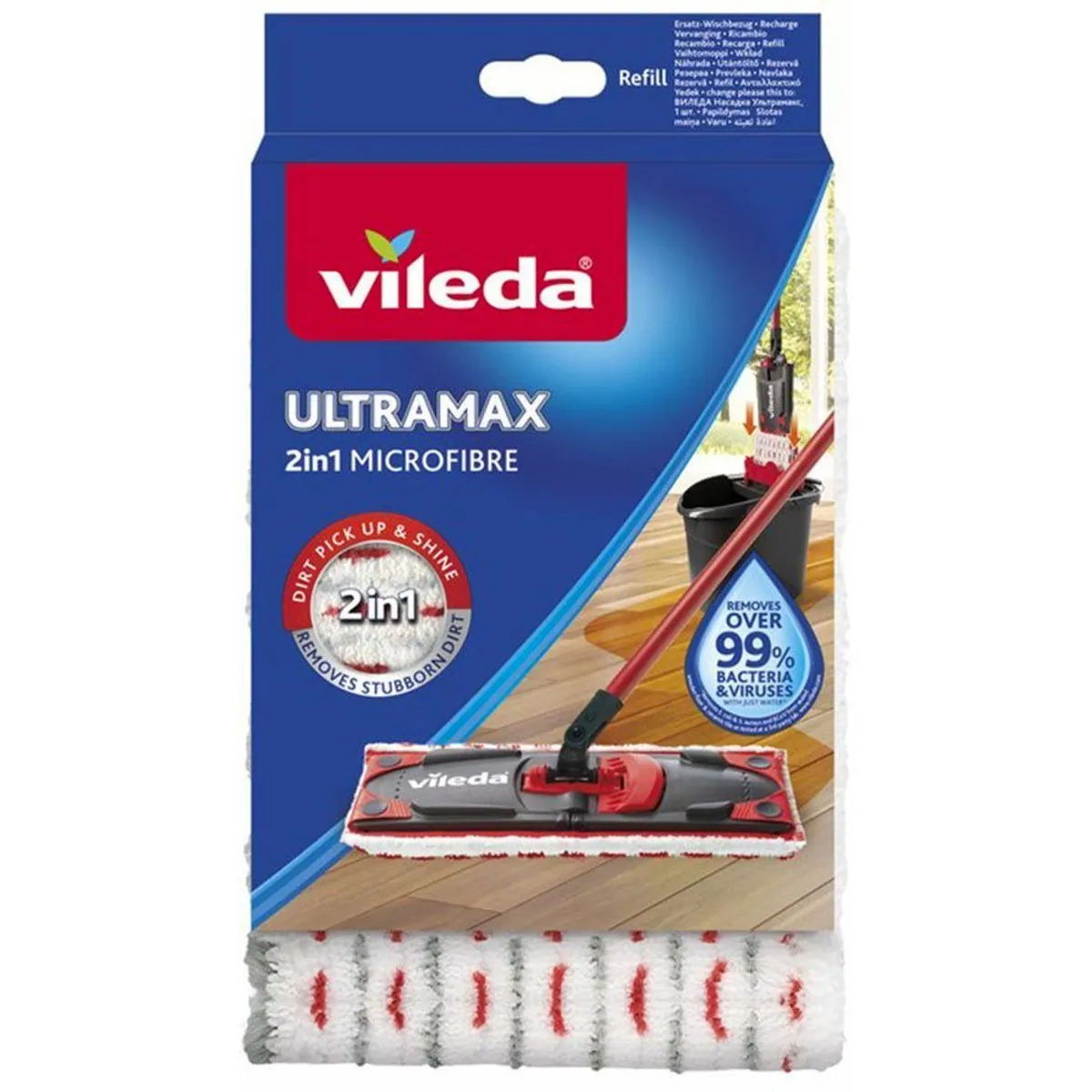 Vileda ULTRAMAX 2in1 Wischbezug, streifenfreies Wischen, kraftvolle 3D Mikrofasern