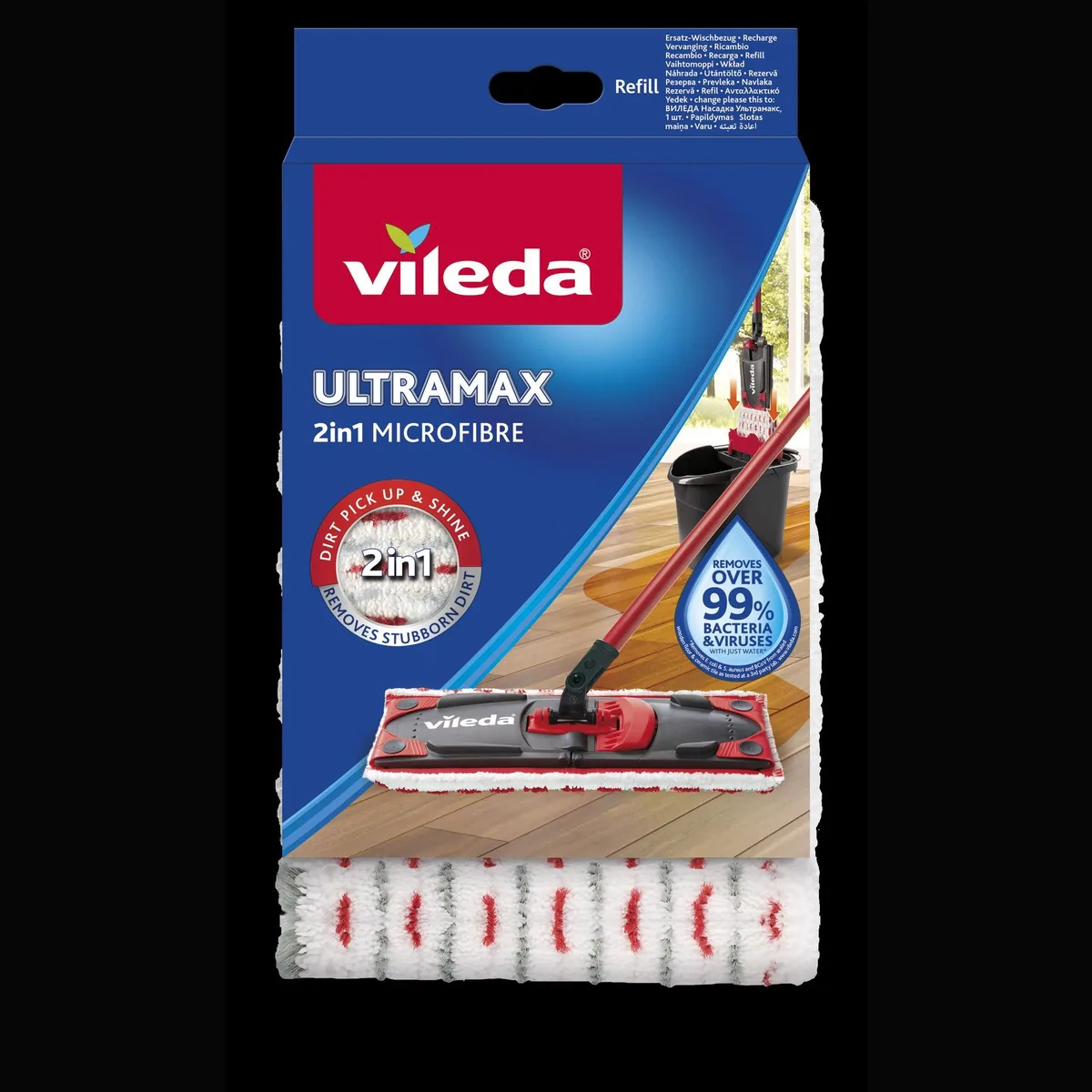 Vileda ULTRAMAX 2in1 Wischbezug, streifenfreies Wischen, kraftvolle 3D Mikrofasern 4