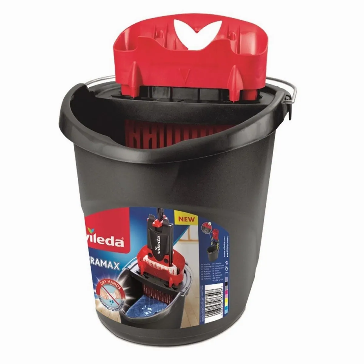 Vileda Ultramax Power Eimer, 13 L Fassungsvermögen, mit Auswringer für effizientes Wischen