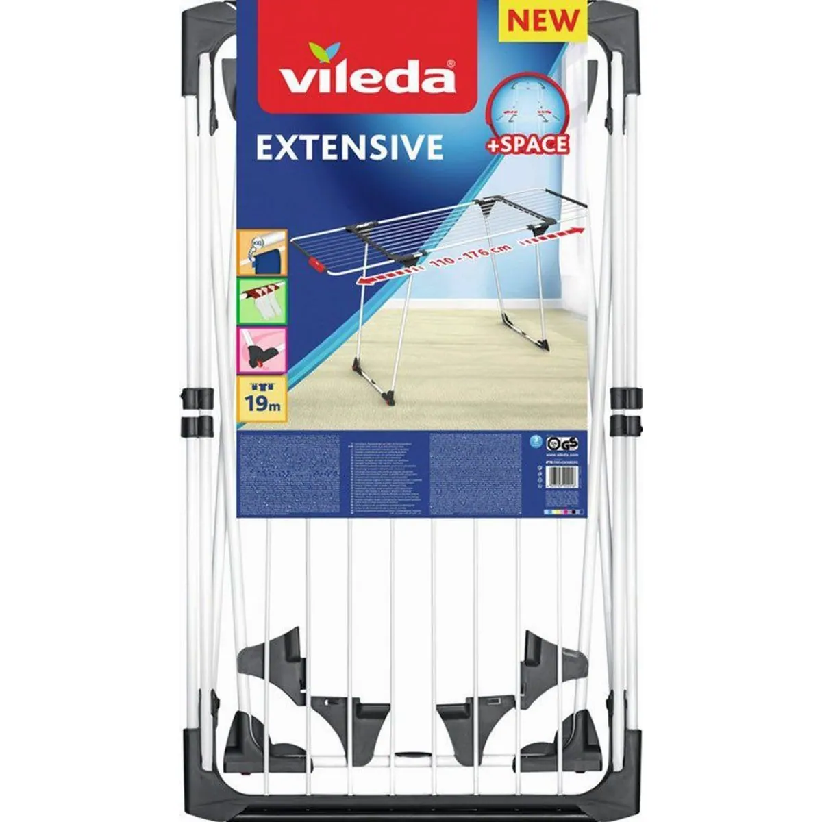Vileda Extensive Wäscheständer, flexibel ausziehbare Flügel, 19 m Trockenleine 2