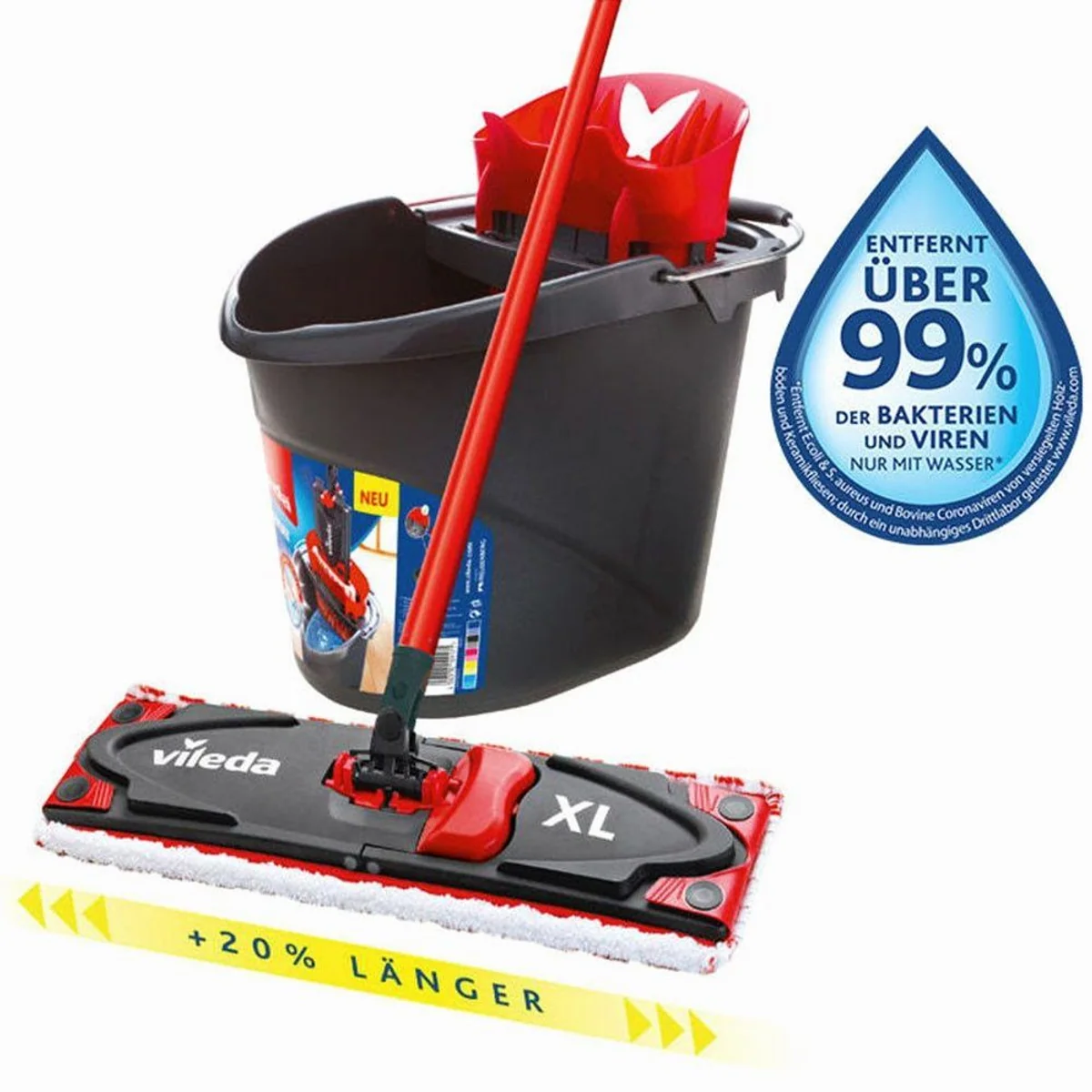 Vileda Ultramax XL Universal Komplettset, 20 % größere Wischerplatte für effiziente Reinigung