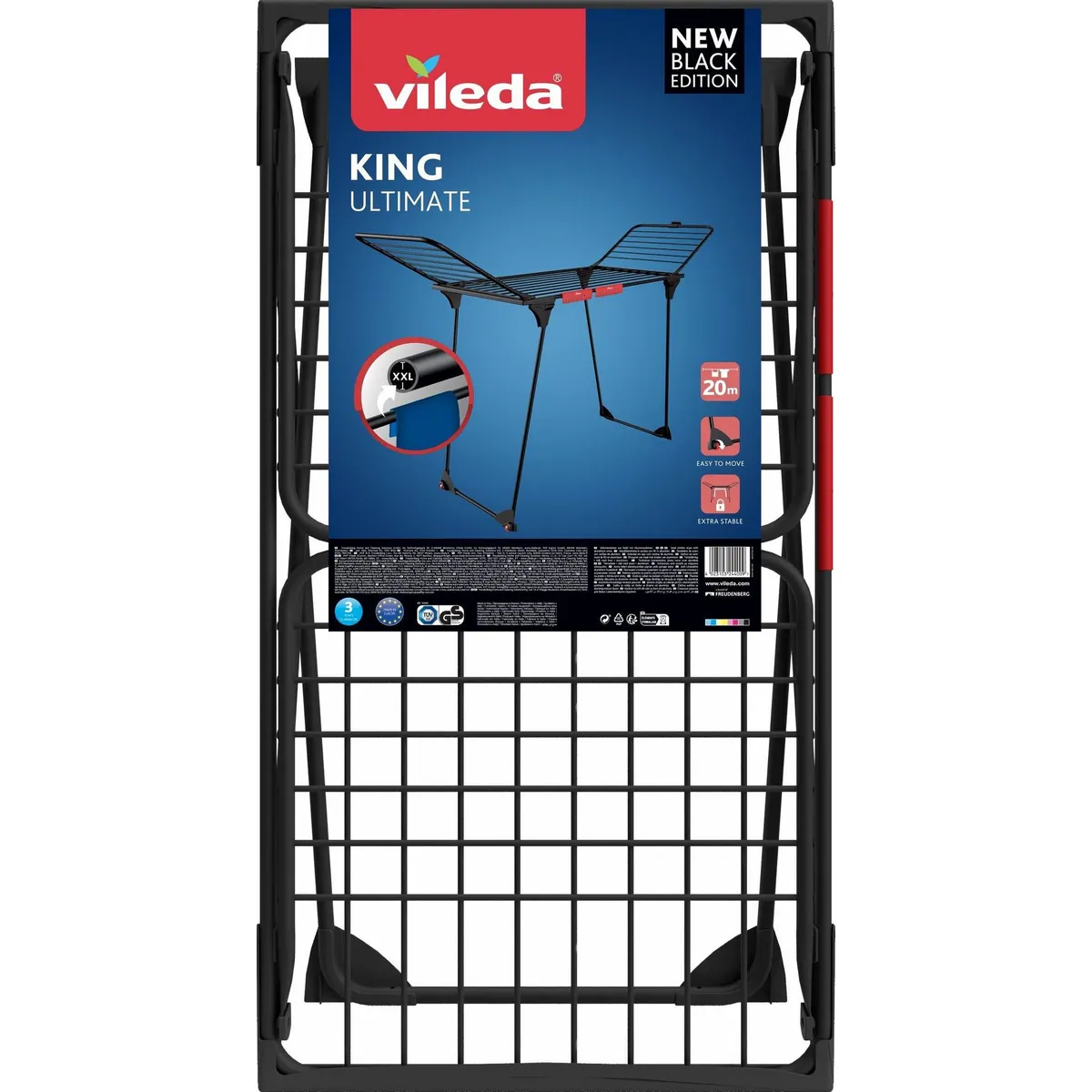 Vileda KING Ultimate Wäscheständer, XXL-Leinen für faltenfreies Trocknen 5