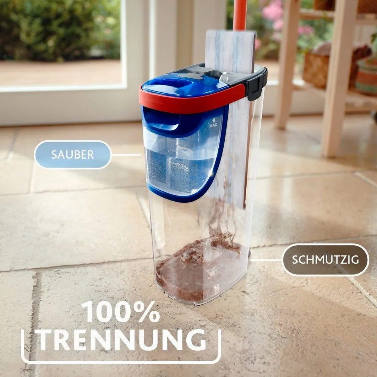 Vileda H2PrO Flachwischsystem, 100 % Trennung von Wasser, ergonomisches Design, Microfasertechnologie 3