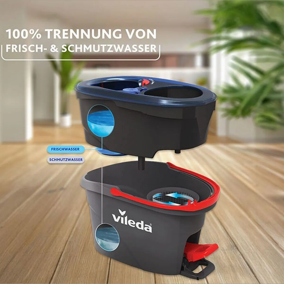 Vileda H2PrO Spin Mop Set, hygienische Bodenreinigung, innovatives Zweitanksystem 3
