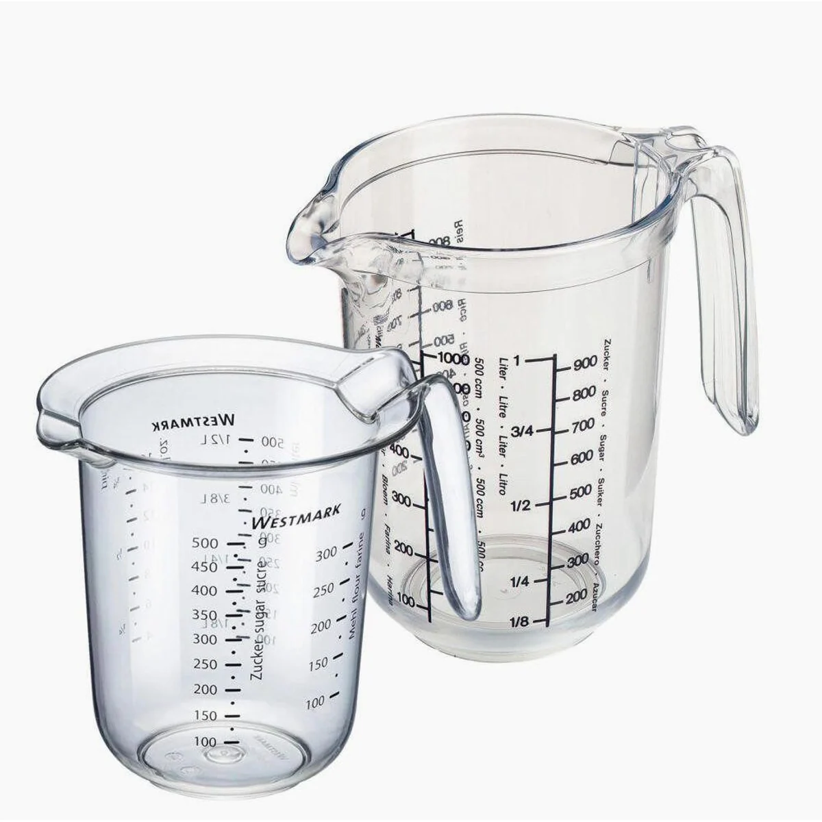 Westmark Messbecher Set 2tlg., 0,5 l und 1 l, mehrsprachige Skalen