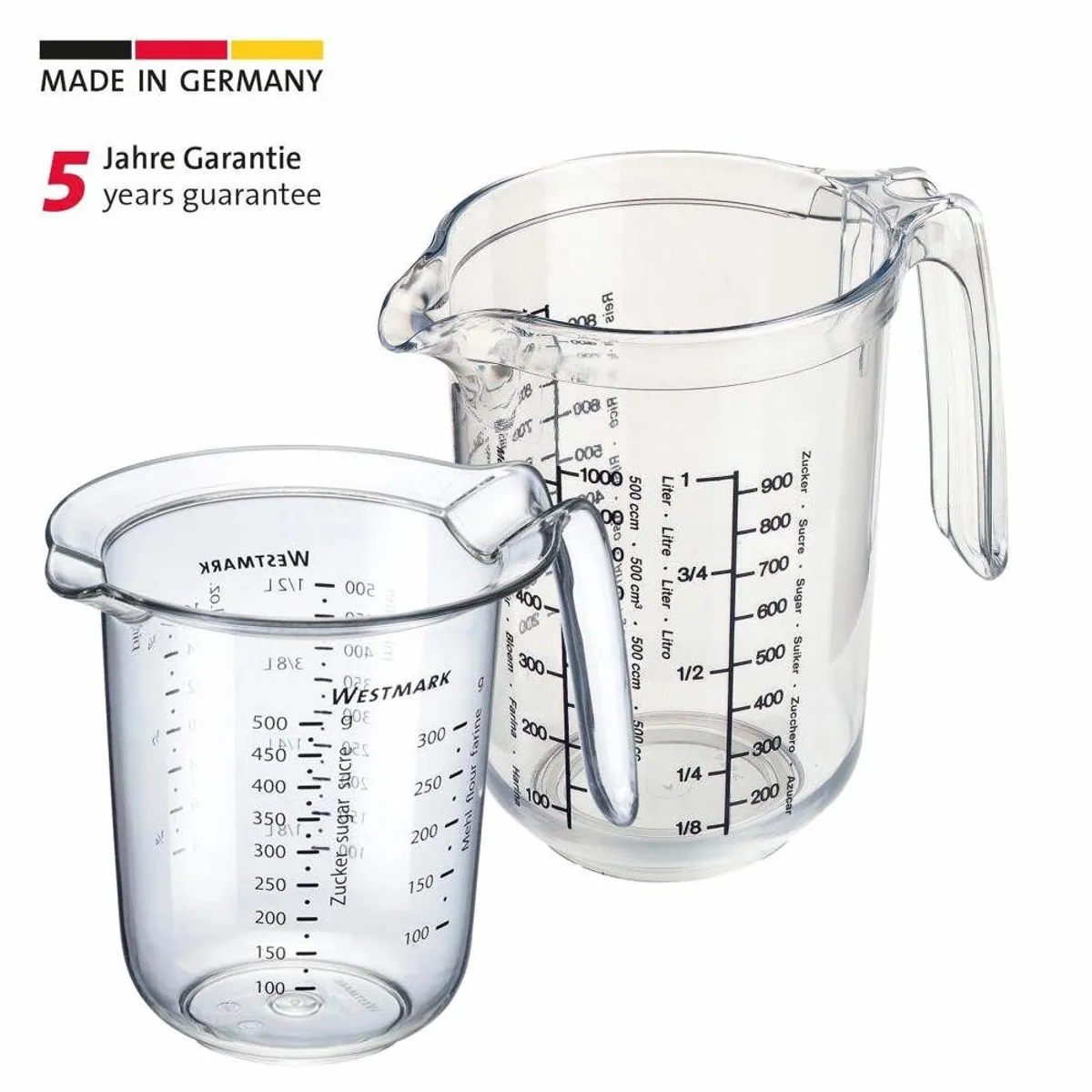Westmark Messbecher Set 2tlg., 0,5 l und 1 l, mehrsprachige Skalen 4