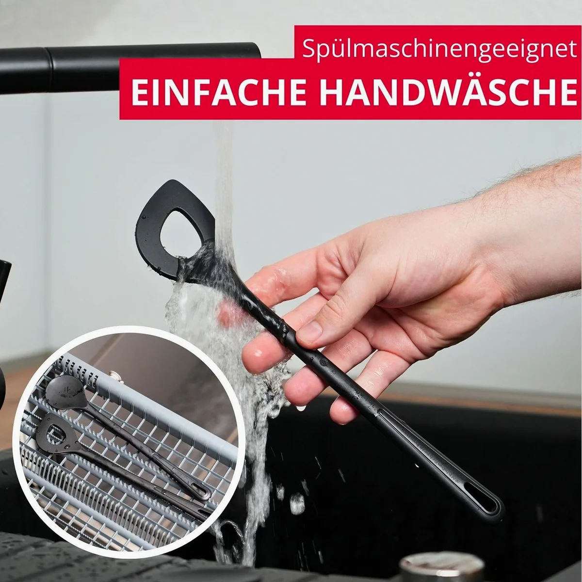 Westmark Kochlöffel Set, hitzebeständig bis 270 °C, spülmaschinengeeignet — ergonomisch, langlebig, klumpfreies Rühren 5