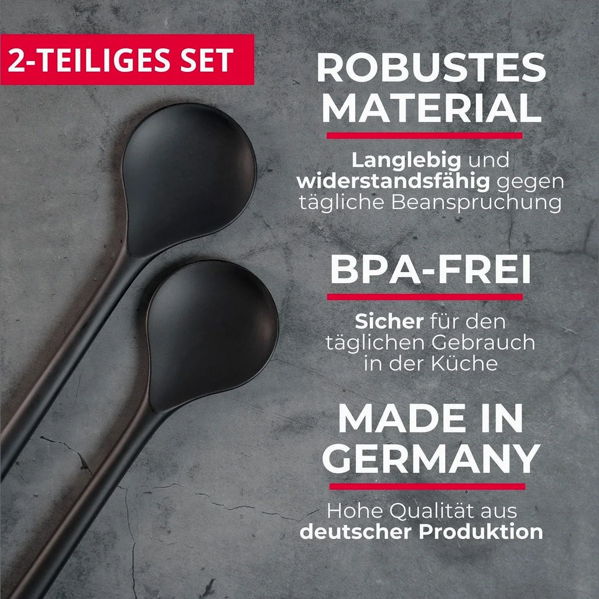 Westmark Kochlöffel 2 Stück, hochhitzebeständig, ergonomischer Griff, spülmaschinengeeignet 5