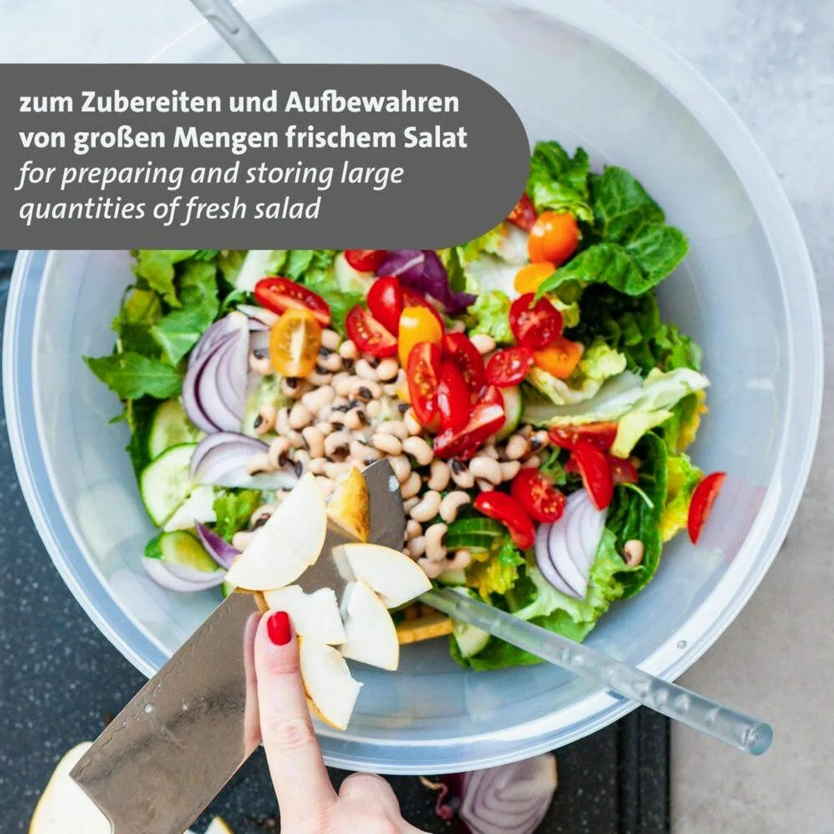 Westmark Salatschüssel mit Dressing-Behälter, 6,5 l, praktische Tragegriffe, einfaches Transportieren 4