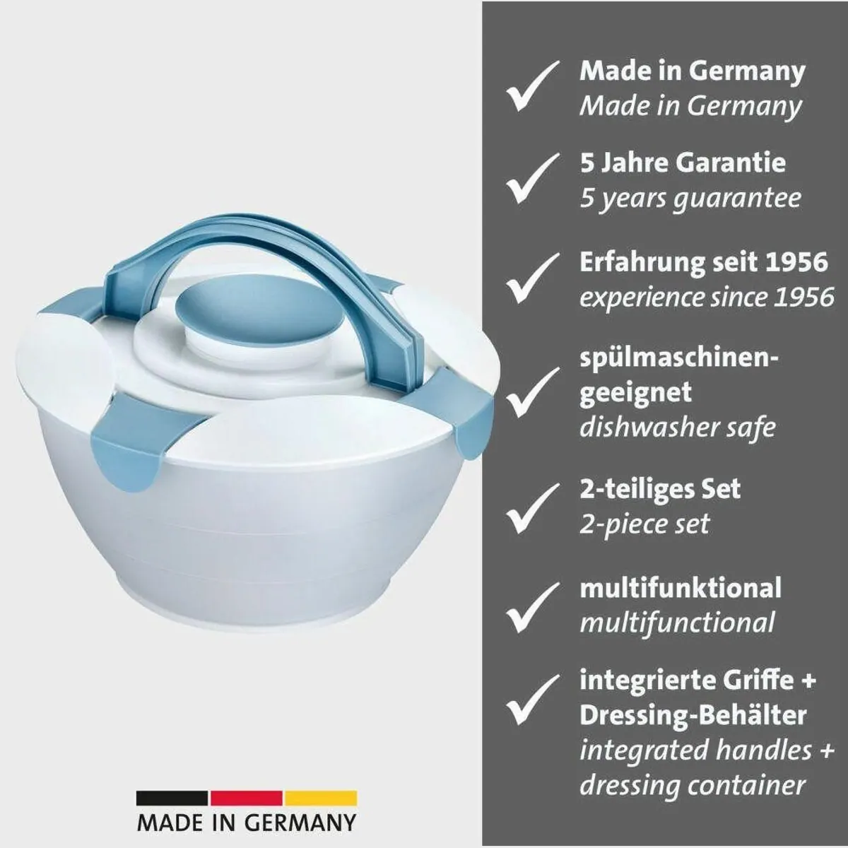 Westmark Salatschüssel mit Dressing-Behälter, 6,5 l, praktische Tragegriffe, einfaches Transportieren 5