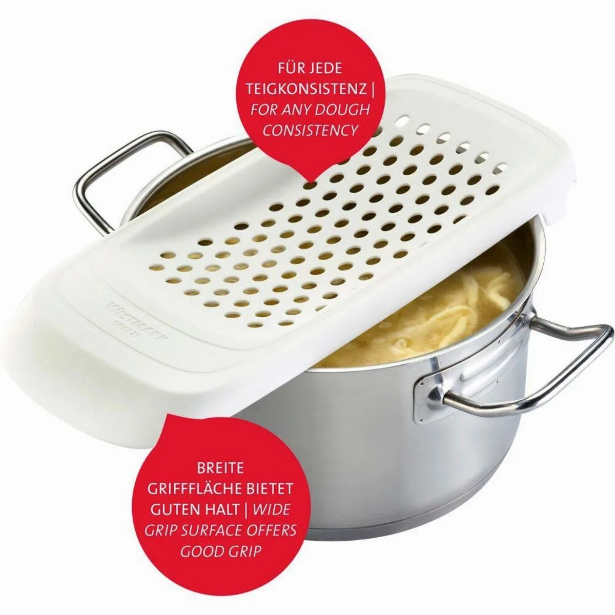 Westmark Spätzlereibe Spatzl, flexibler Schaber, robustes ABS 3